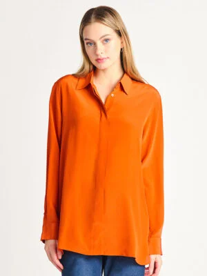 Black Tape blouse 2223711T in orange satin
