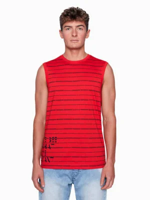 Camisole Projek Raw 142776 en coton imprimé avec rayures rouge