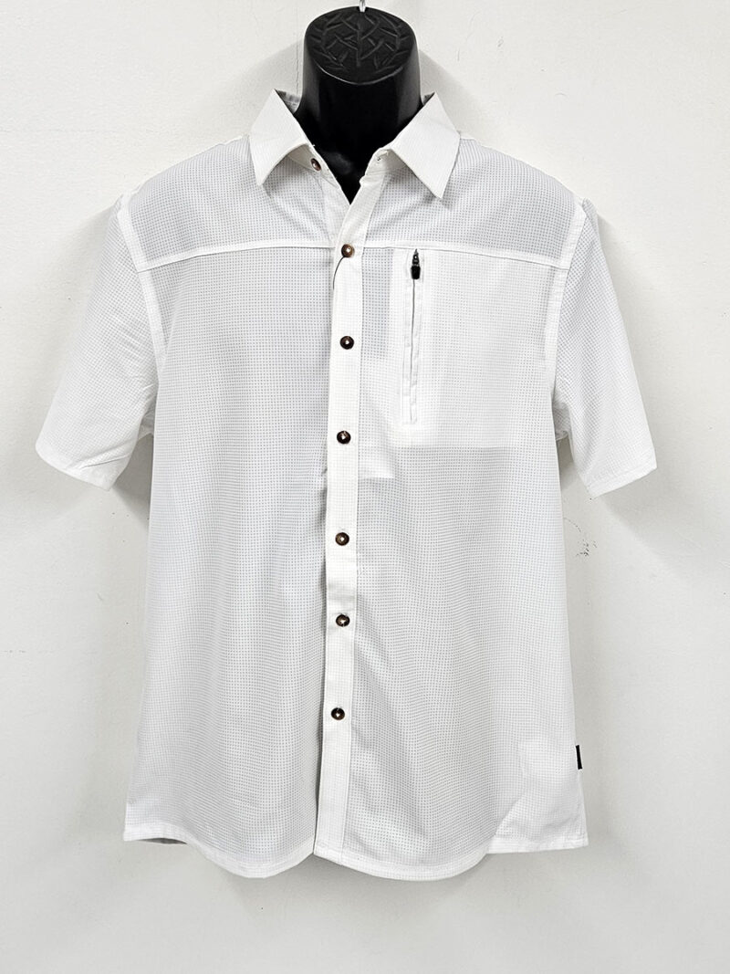 Projek Raw Shirt  142271 short sleeve textured stretch and comfortable white