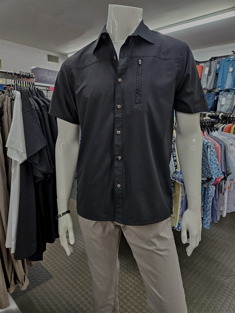 Projek Raw Shirt  142271 short sleeve textured stretch and comfortable black