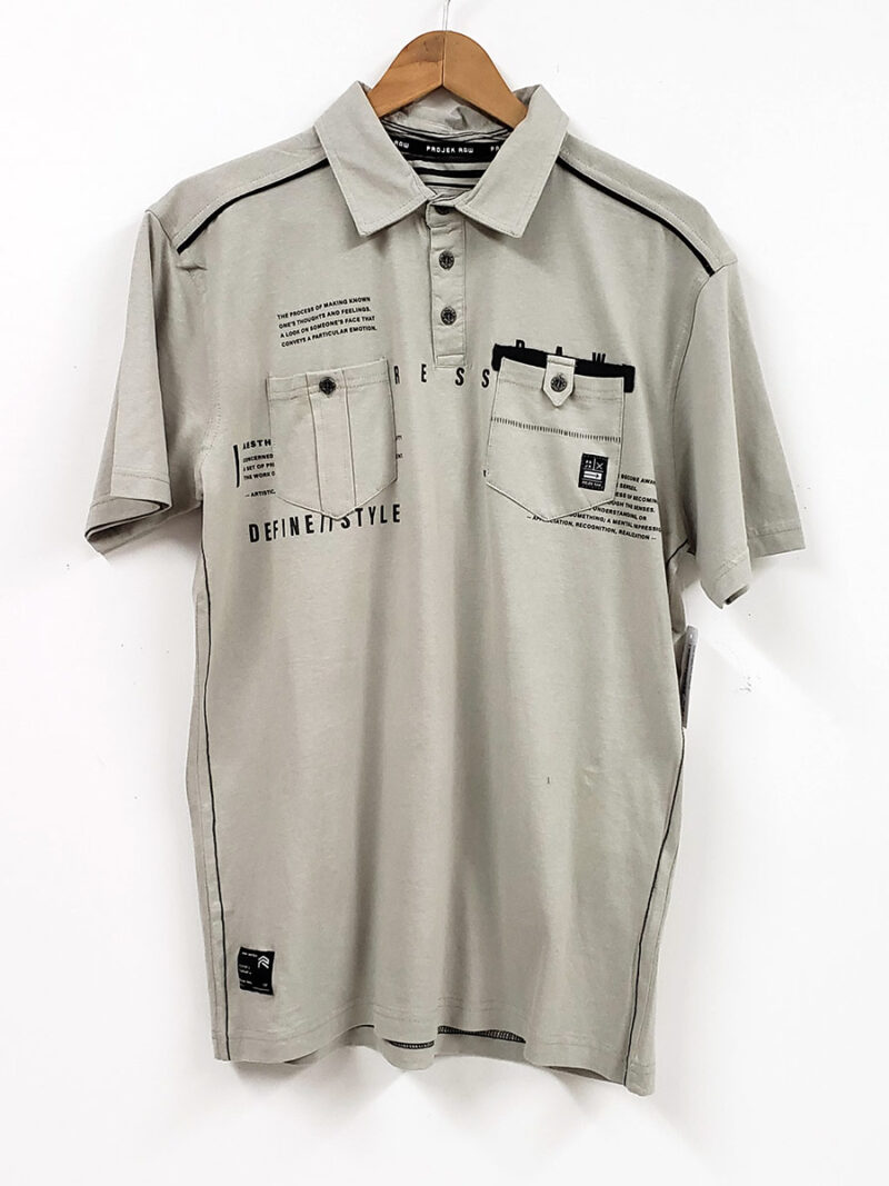 Projek Raw polo 142715 printed short sleeves with 2 pockets beige