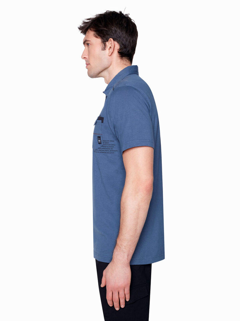 Polo Projek Raw 142715 manches courtes imprimé avec 2 poches bleu
