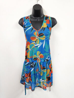 Cover me cover-up dress swimsuit 23050113 printed sleeveless blue combo