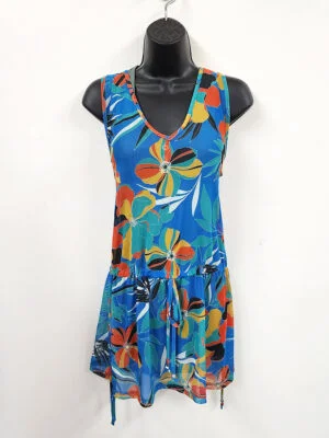 Cover me cover-up dress swimsuit 23050113 printed sleeveless blue combo