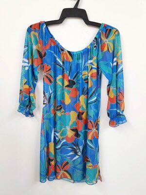 Cover Me dress 23050169 3/4 sleeves printed cover-up blue combo
