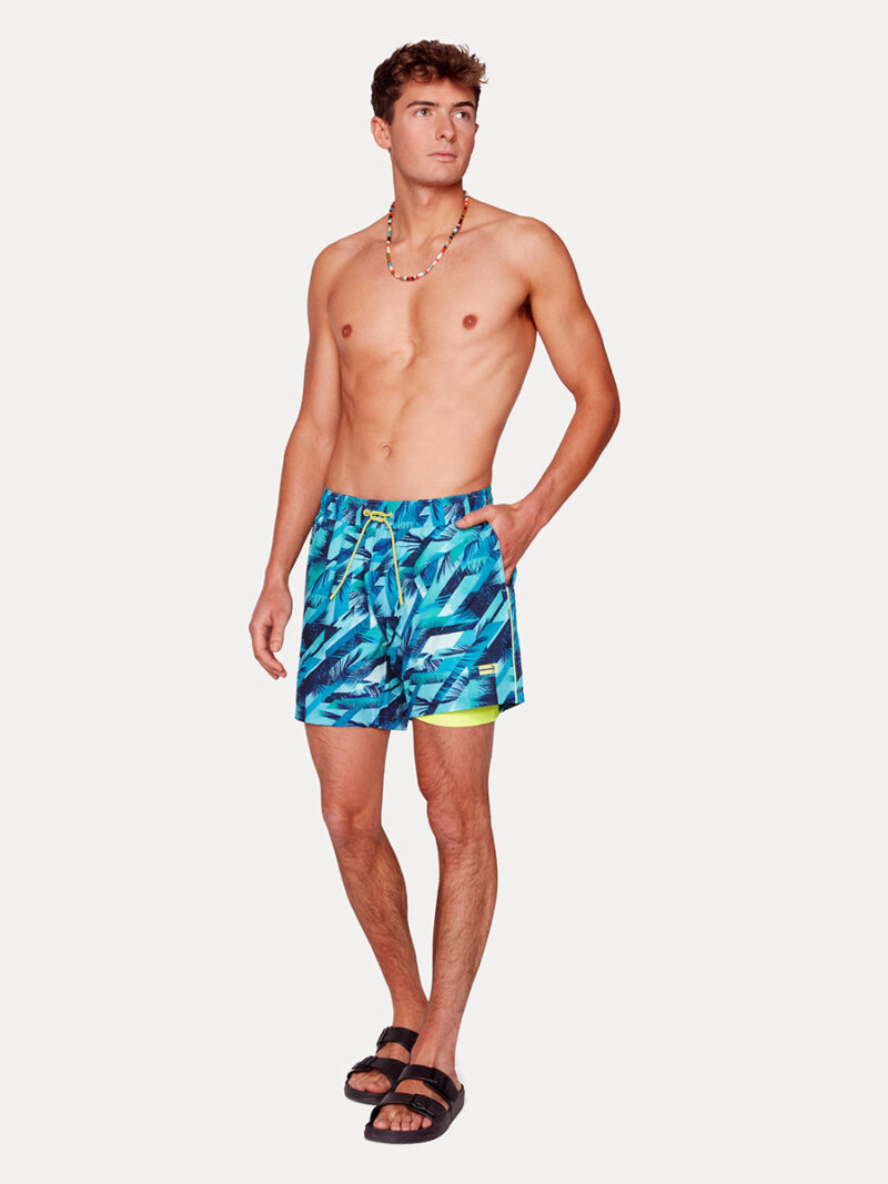 Projek Raw PPS23609 Comfy and Stretch Printed swim Shorts turquoise combo