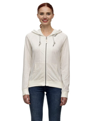 Ragwear Rosemerie 2311-30056 cardigan sweatshirt with white hood with stripes