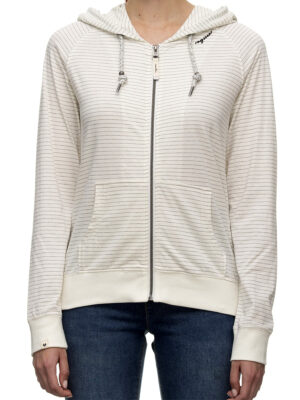 Sweatshirt cardigan Ragwear Rosemerie 2311-30056 avec capuchon blanc avec rayures