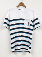 T-shirt Projek Raw 142702 manches courtes en coton avec rayures sur fond blanc