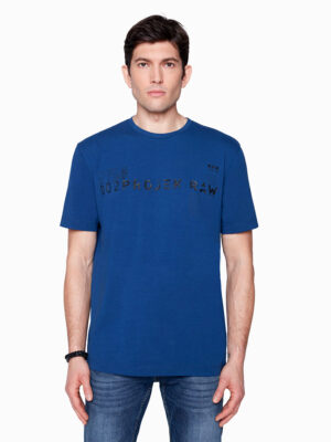T-shirt Projek Raw 142710 manches courtes en coton imprimé indigo
