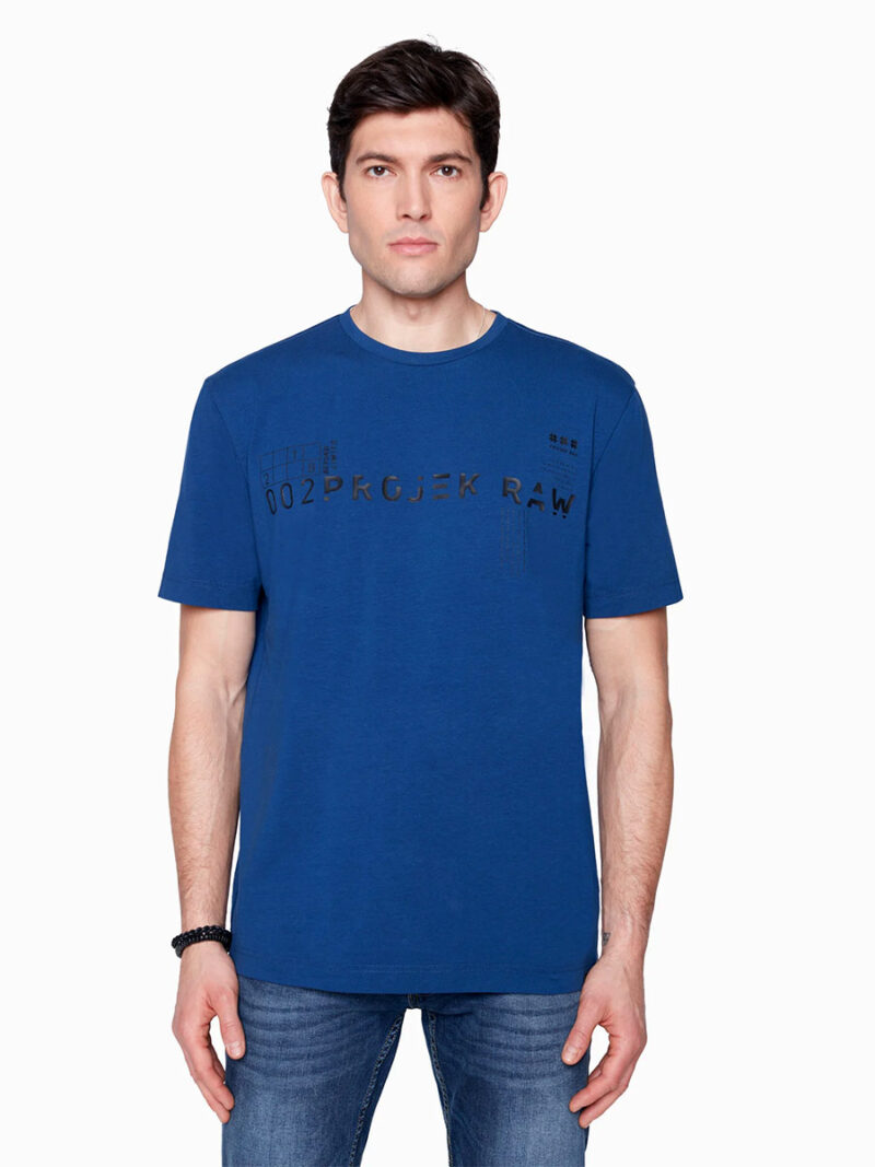 Projek Raw T-shirt 142710 short sleeves in printed cotton indigo