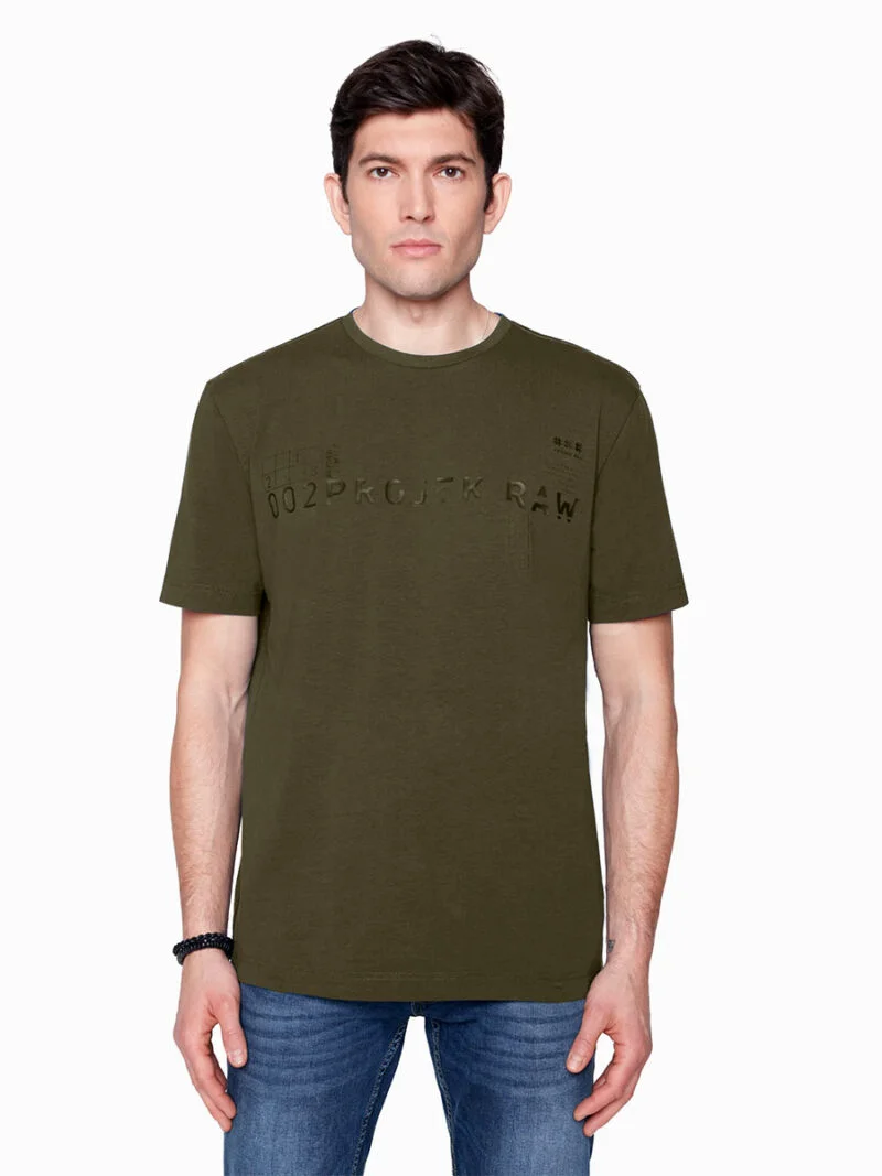 T-shirt Projek Raw 142710 manches courtes en coton imprimé olive