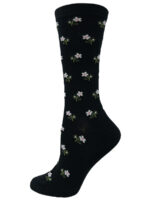 Point Zéro 6284 socks in black combed cotton with small flower print