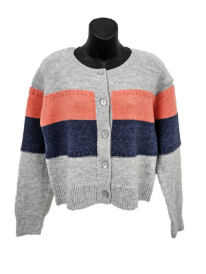 Cardigan CoCo Y Club 232-2623 en tricot avec bande de couleurs