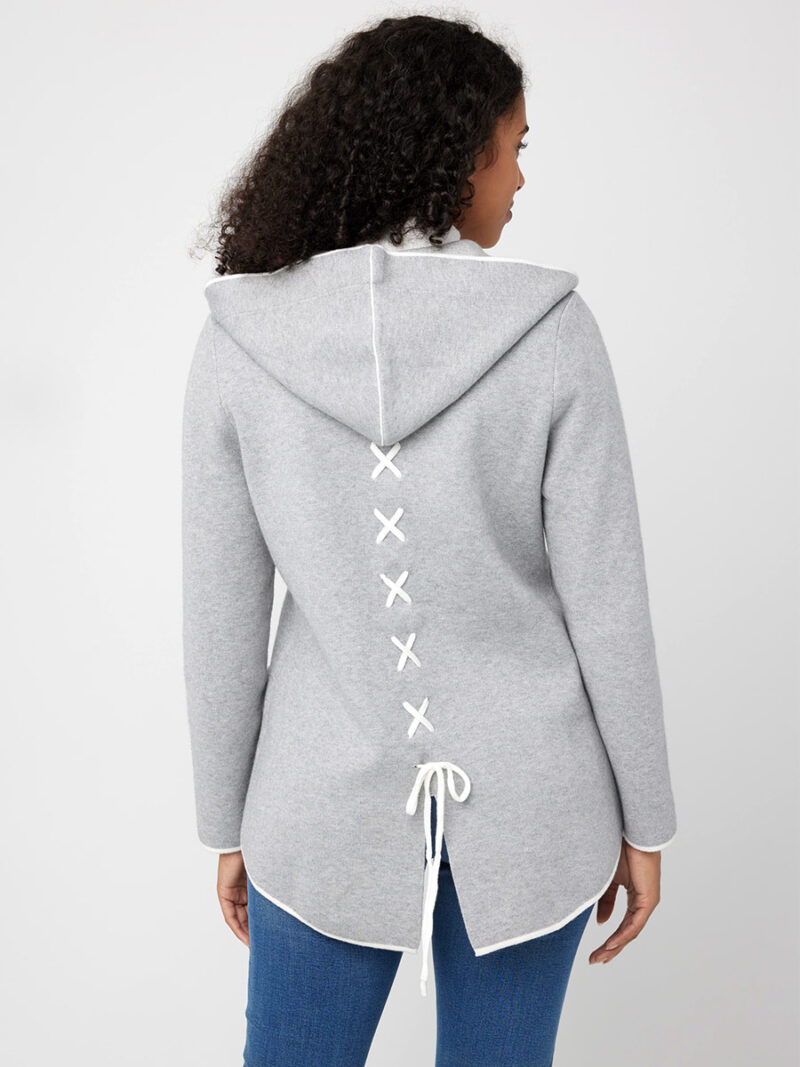 CoCo Y Club 232-2637 Knitted cardigan grey-white combo