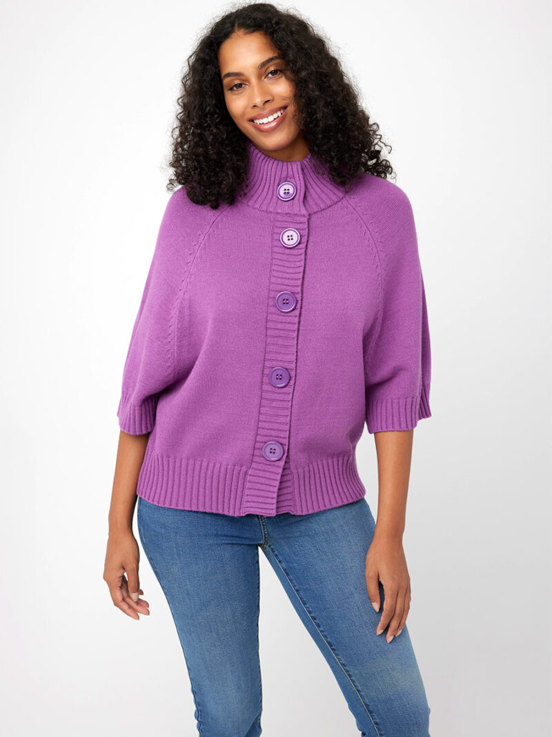 CCoCo Y Club 232-2639 3/4 sleeve knit cardigan purple