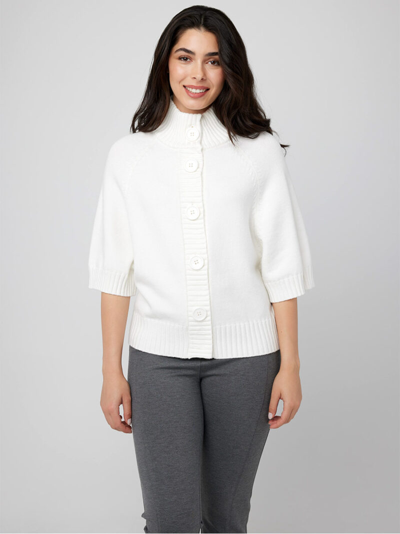 CCoCo Y Club 232-2639 3/4 sleeve knit cardigan off white