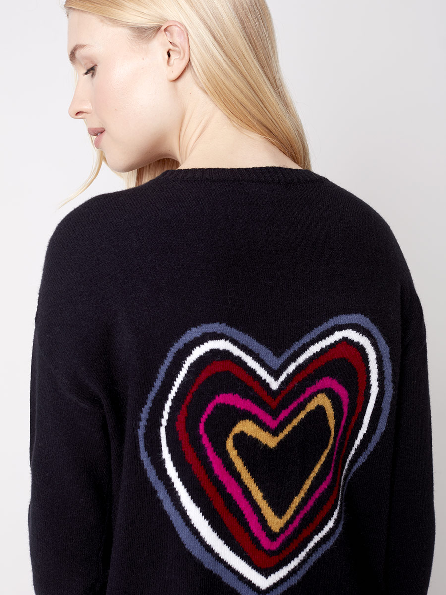 Charlie B sweater C2605-736A heart embroidery on the back