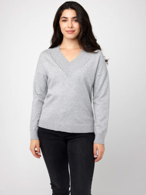 CoCo Y Club 232-2638 V-neck sweater grey