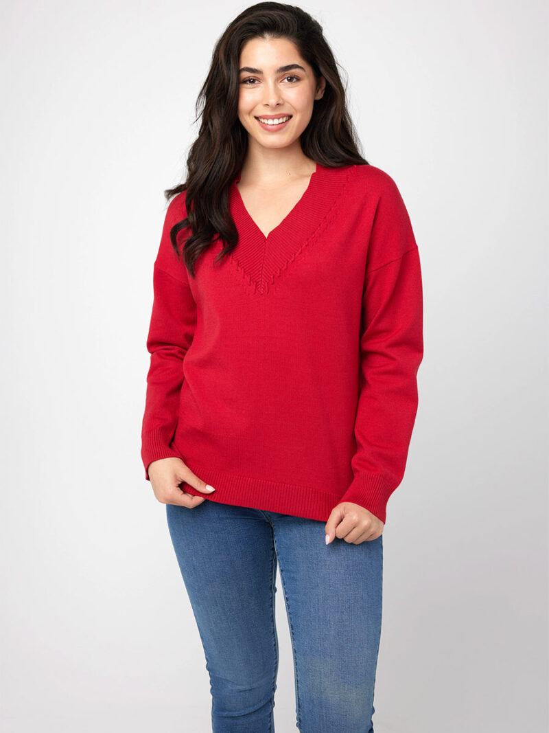 CoCo Y Club 232-2638 V-neck sweater red