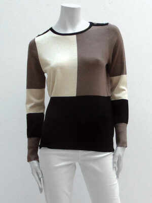 Point Zero 8163027 lightweight sweater with color block brown combo