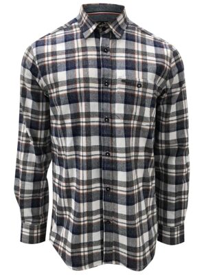 Point Zero shirt 7164537 long sleeve flannel checkered combo white-navy