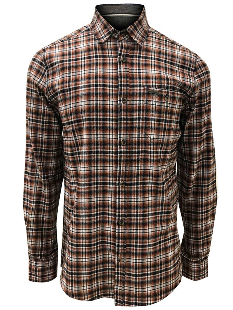 Point Zero shirt 7164568 long sleeves in checked flannel cinnamon combo