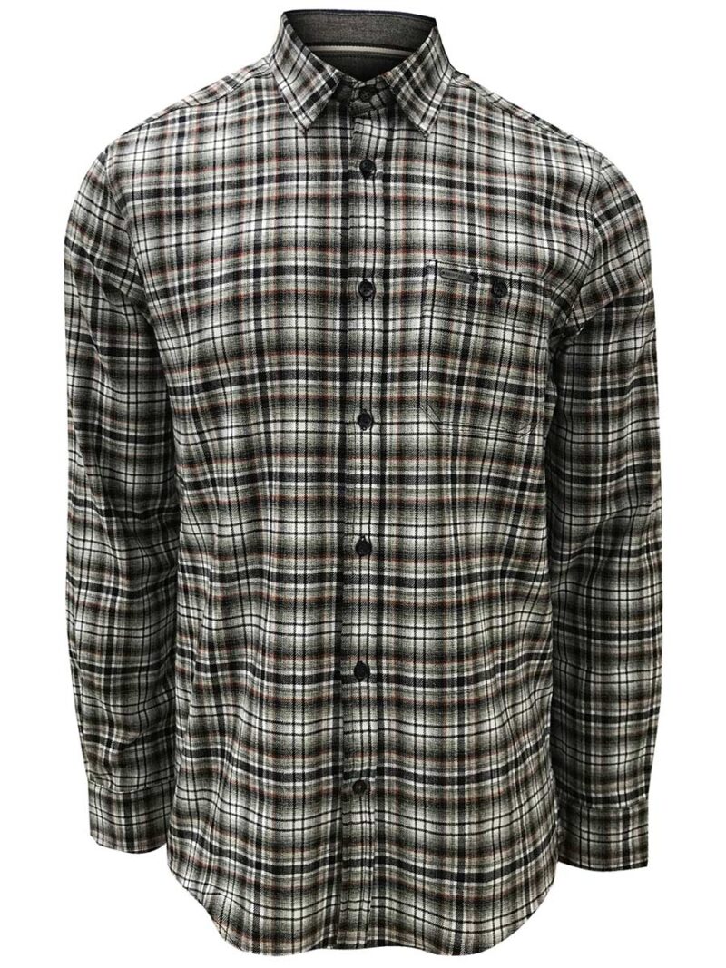 Point Zero shirt 7164568 long sleeves in checked flannel olive combo