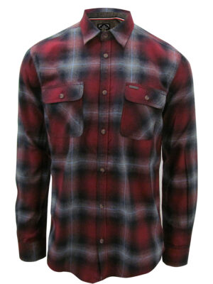 Point Zero shirt 7164575 cabernet red combo checkered flannel long sleeves