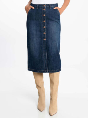 Lois 2941736100-95 long buttoned denim skirt in stretch length