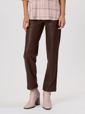 Point Zero pants 8166009 vegan leather straight leg brown color