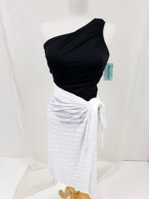 Cover Me #PAREO-RAY sarong with large stripes white on white