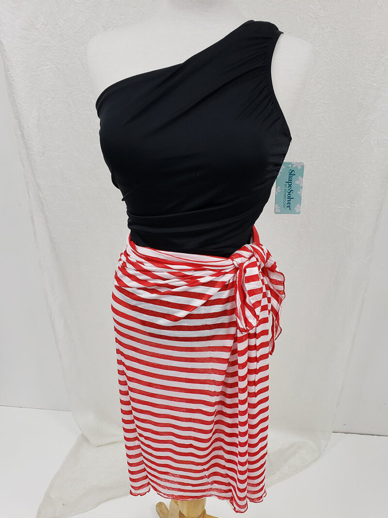 Cover Me #PAREO-RAY sarong with large stripes red and white