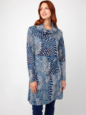 CoCo Y Club dress 232-2921 in printed knit blue combo