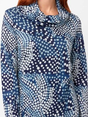 Robe CoCo Y Club 232-2921 en tricot imprimé combo bleu
