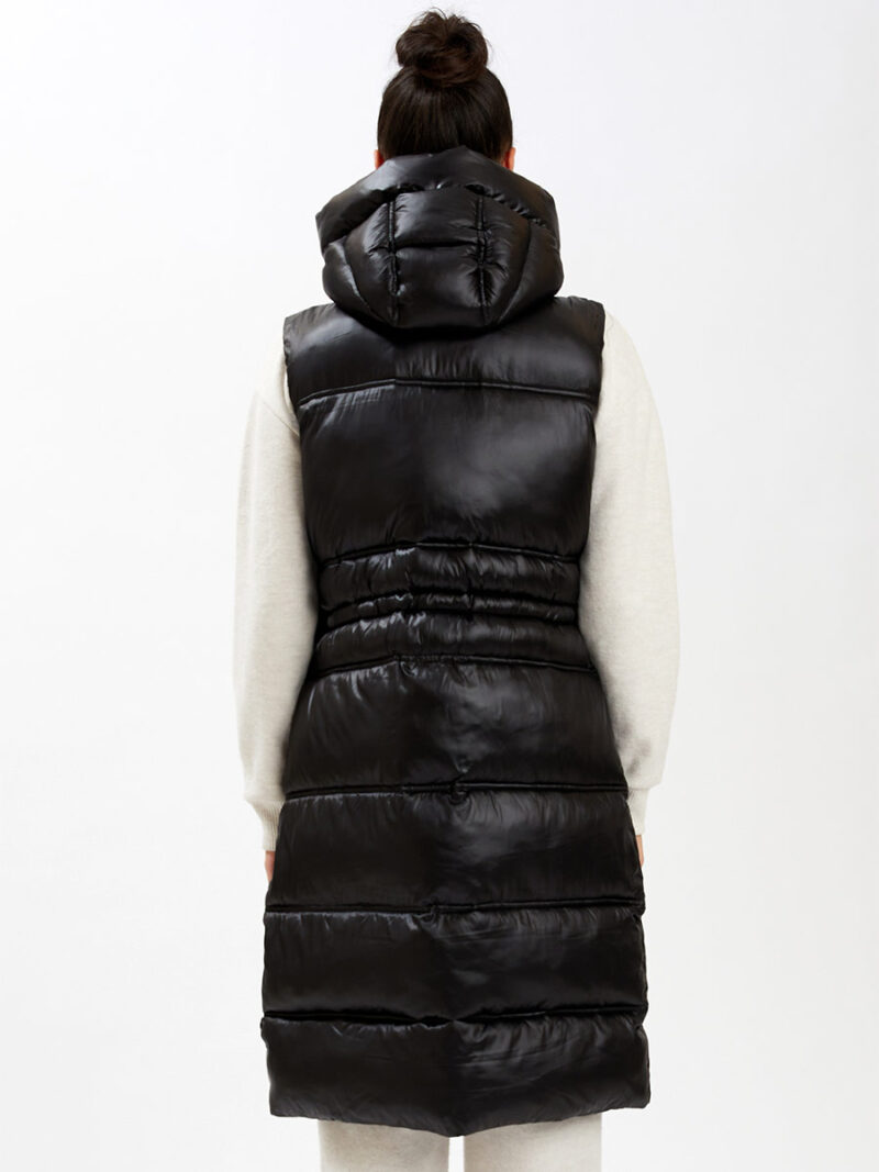 Point Zero black Long sleeveless jacket 8168578 maxi in eco down with hood