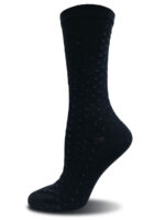 KEY 4760 non-elastic socks in black bamboo rayon printed with polka dots