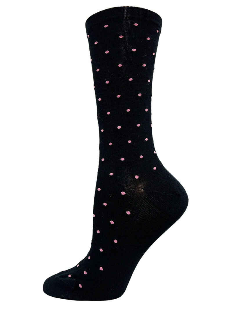 KEY 4761 non-elastic black socks in bamboo rayon printed with polka dots