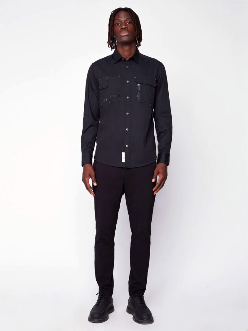 Projek Raw 143226 long sleeve shirt with 2 pockets black color