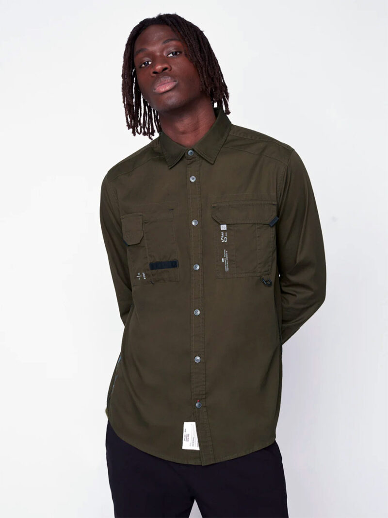 Projek Raw 143226 long sleeve shirt with 2 pockets olive color