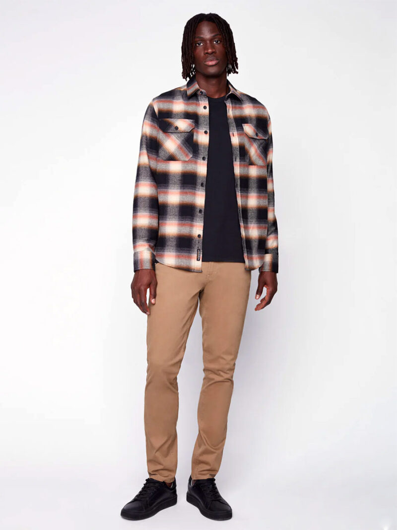 Projek Raw 143234 Checkered Flannel Shirt with 2 Pockets beige
