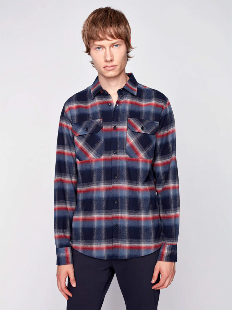 Projek Raw 143234 Checkered Flannel Shirt with 2 Pockets blue