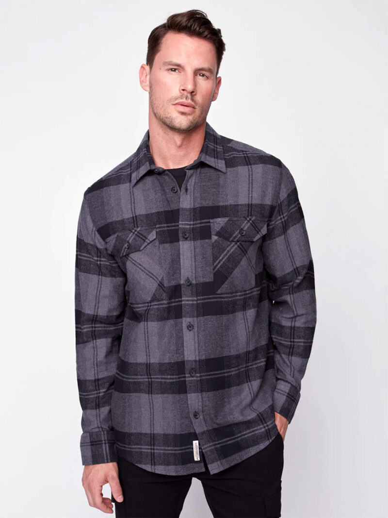 Projek Raw 143239 Checkered Flannel Shirt with 2 Pockets black combo