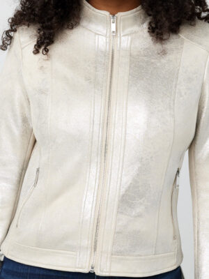 CoCo Y Club jacket 232-2466 lined with metallic details beige color