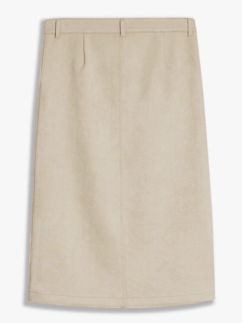Jupe Lois 2941-6105-00 en suède végane, poches latérales, boutonnée à l’avant couleur beige