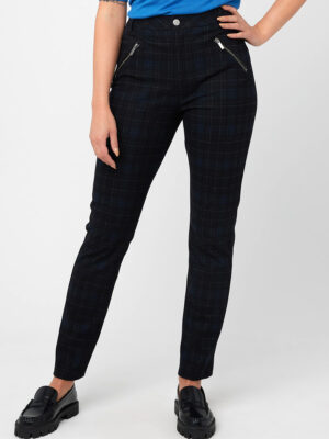 Pantalon CoCo Y Club 232-2480 à carreaux bleu avec poches zip