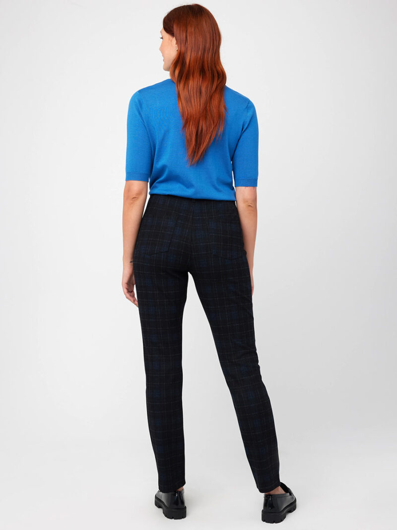 Pantalon CoCo Y Club 232-2480 à carreaux bleu avec poches zip