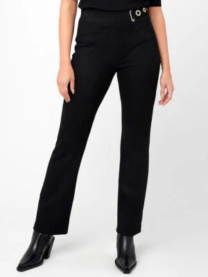 BASICS COMFORT FIT BLACK SATIN WEAVE POLY COTTON TROUSERS-22BCTR49626