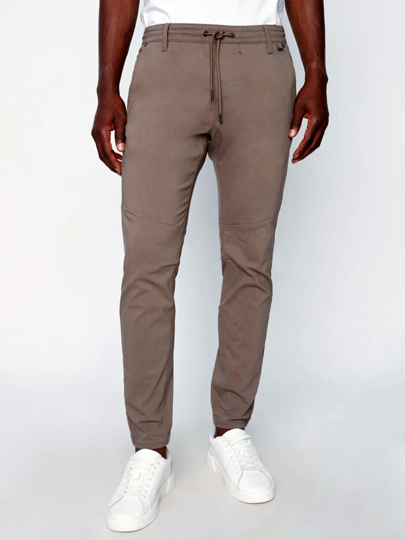 Projek Raw 146108 stretchy and comfortable pants with drawstring waist taupe color