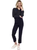 UP 67928 comfortable pull-on black gaucho pants